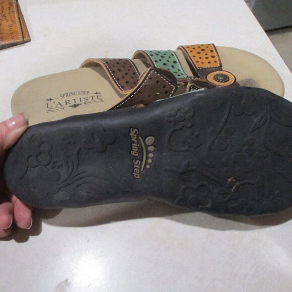 Spring Step L'Artiste glennie Slide On artsy  Leather Sandal 39 - Picture 4 of 7